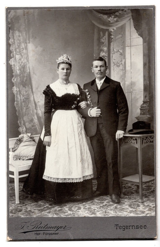 Kabinettkarte brautpaar tracht - kabinettkarte,